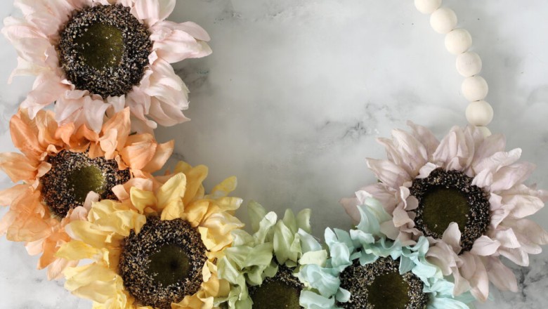 Rainbow Sunflower Fall Wreath