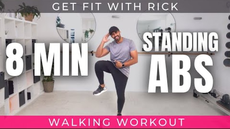 8 Minute Standing Abs - 1000 Steps at Home - Walking Workout