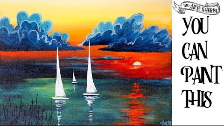 Easy Abstract Sailboats Sunset