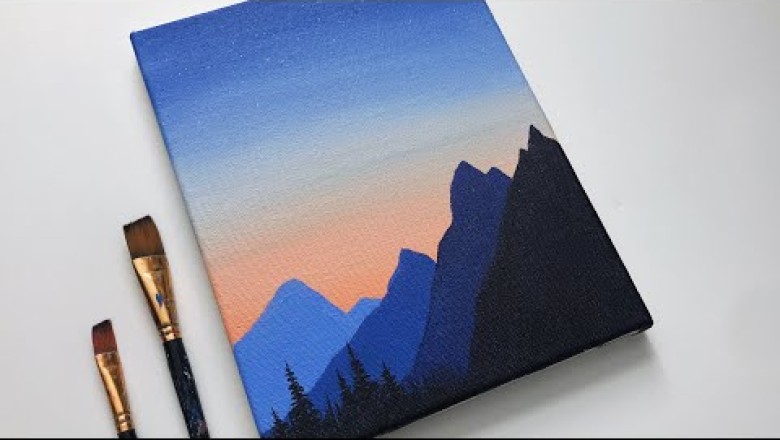 Simple Sunset Acrylic painting for beginners