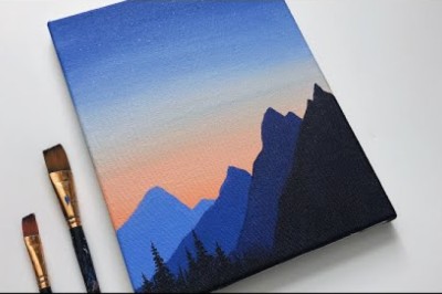 Simple Sunset Acrylic painting for beginners