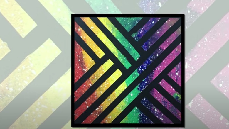 Rainbow Abstract Painting with Masking Tape