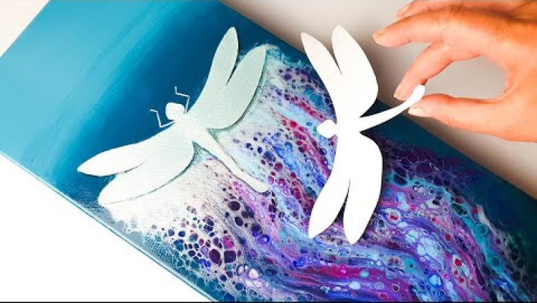 Acrylic Pouring Dragonfly Painting