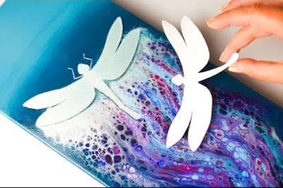 Acrylic Pouring Dragonfly Painting