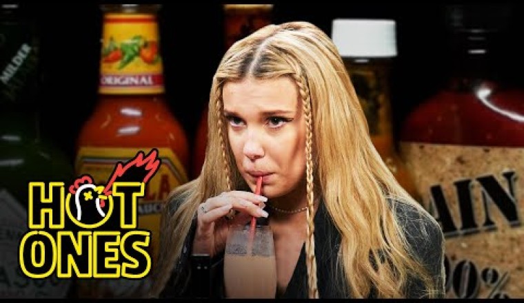 Millie Bobby Brown Needs a Milkshake While Eating Spicy Wings