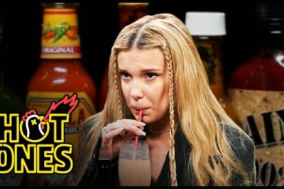 Millie Bobby Brown Needs a Milkshake While Eating Spicy Wings
