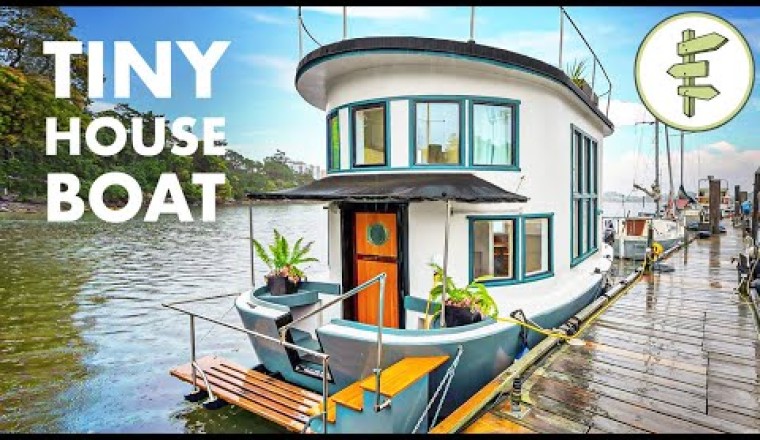 Spectacular Tiny House Boat with The Most STUNNING Interior!