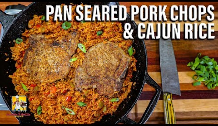 Pan Seared Pork Chops and Cajun Rice