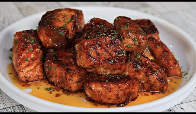 Honey Butter Garlic Glazed Salmon Bites