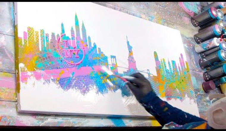 Pop Art - Abstract Painting Demo With Stencils