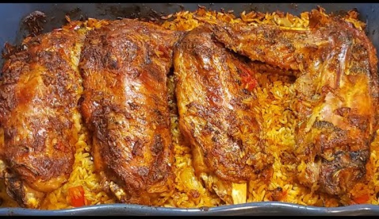 Oven Baked Turkey Wings and Rice