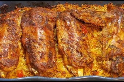 Oven Baked Turkey Wings and Rice