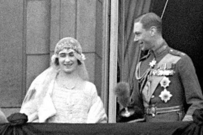 The Queen Mother marries the future King George VI at Westminster Abbey