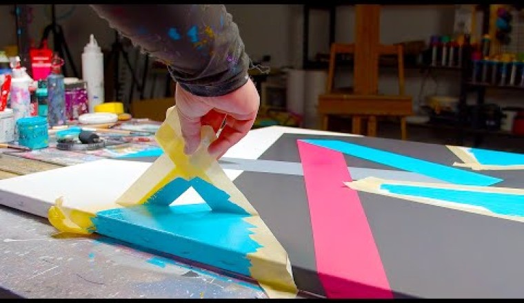 Acrylic Paint with Masking Tape