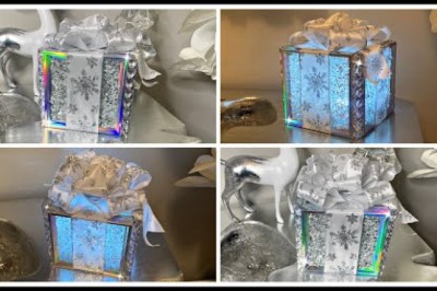 DIY Dollar Tree Light up Crushed Glass Gift Box Christmas Decor