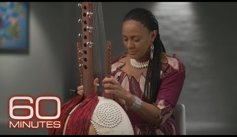 Playing the complex West African instrument called the kora