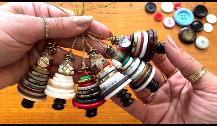 Easy DIY Button Christmas Tree Ornaments