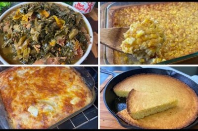 Soul Food! Gumbo Collard Greens, Scalloped Potatoes, Corn Pudding, Moist Cornbread