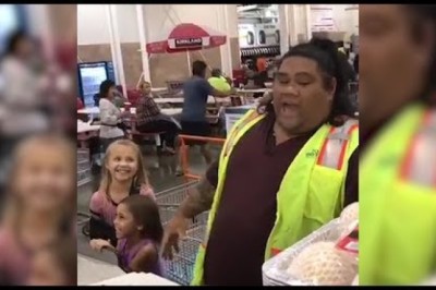 Little Girls Love Visiting Costco Employee Who Looks Just Like Disney Character