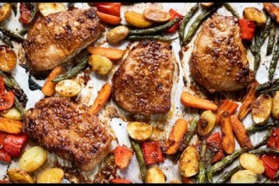 Roasted Pork Chops with Potatoes and Veggies