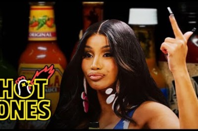 Cardi B Tries Not to Panic While Eating Spicy Wings