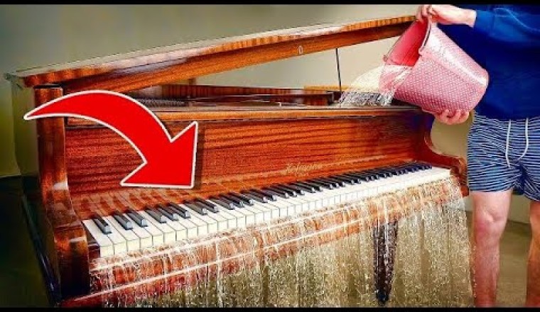 Entire Piano Filled With Water Sounds UNREAL