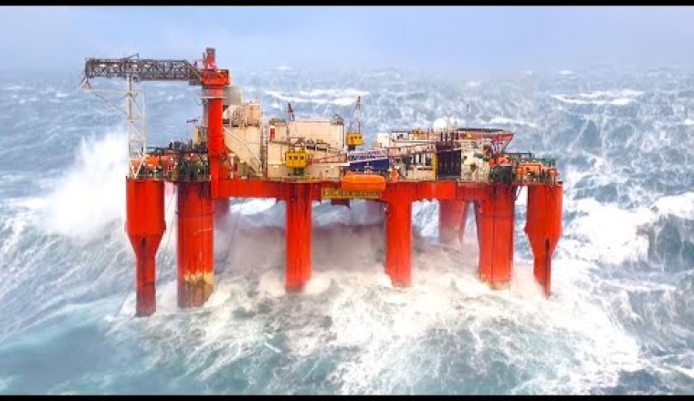 Oil Rigs Caught in Monster Waves