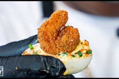 Fried Shrimp Deviled Eggs