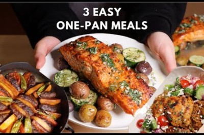3 Easy One-Pan Meals (Mediterranean Chicken, Kofta and Potato, Lemon Dijon Salmon)