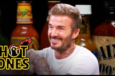 David Beckham Embraces the Moment While Eating Spicy Wings
