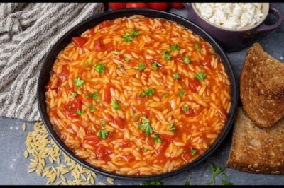 Manestra — Greek Orzo with Tomato Sauce