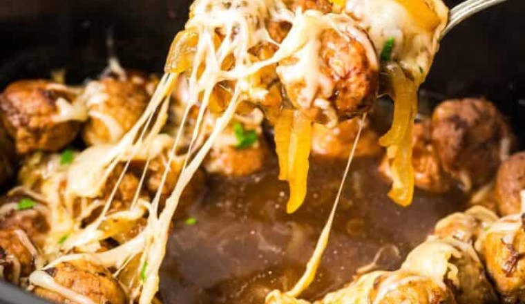 Easiest Slow Cooker French Onion Meatballs