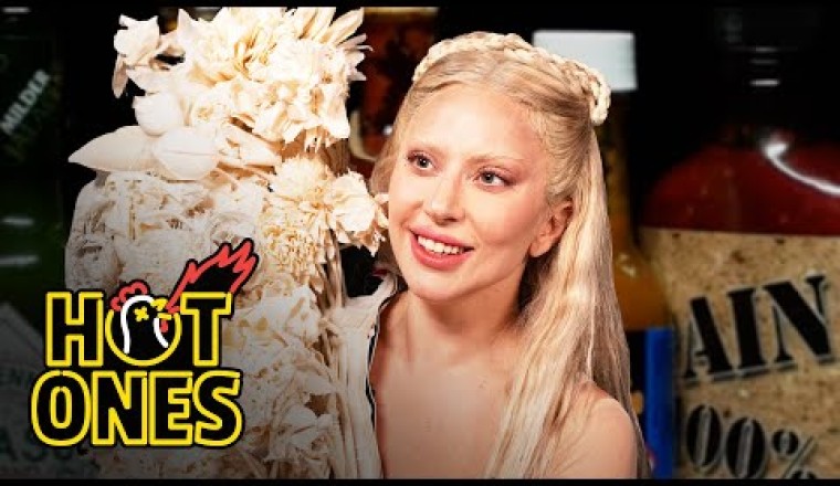 Lady Gaga Tries to Keep a Poker Face While Eating Spicy Wings