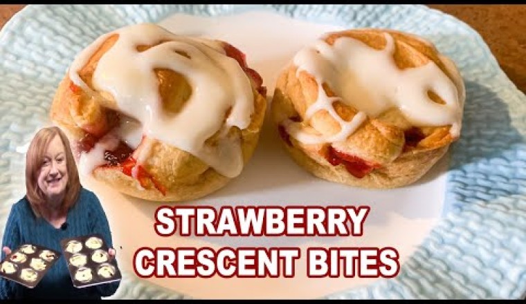 Strawberry Crescent Bites With Cream Cheese Drizzle