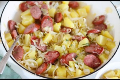 Sausage, Sauerkraut and Potatoes Skillet