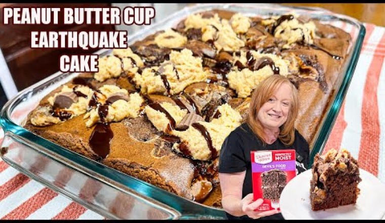 Peanut Butter Cup Earthquake Cake