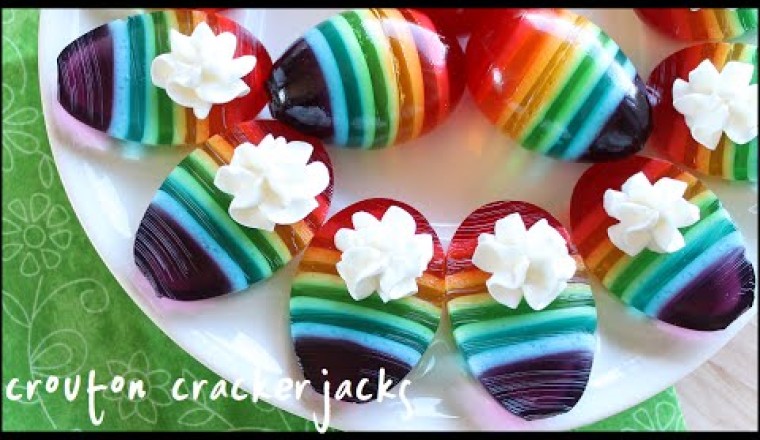 Rainbow Jell-O Jiggler Deviled Easter Eggs