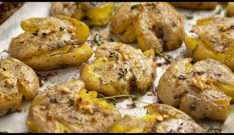 Roasted Lemony Greek Style Smashed Potatoes
