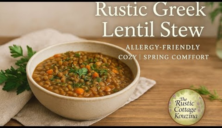 Rustic Greek Lentil Stew (Fakes Soupa)