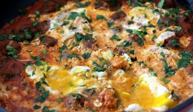 Moroccan Meatball Tagine and Eggs