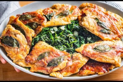 Chicken Saltimbocca with Garlic Spinach