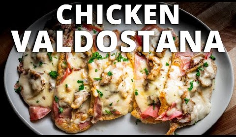 Chicken Valdostana with Prosciutto, Fontina, and Mushrooms