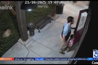 Father and young son stand guard after discovering unlocked candy shop in Riverside