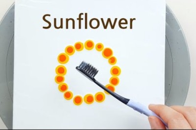 Painting a Sunflower With a Toothbrush